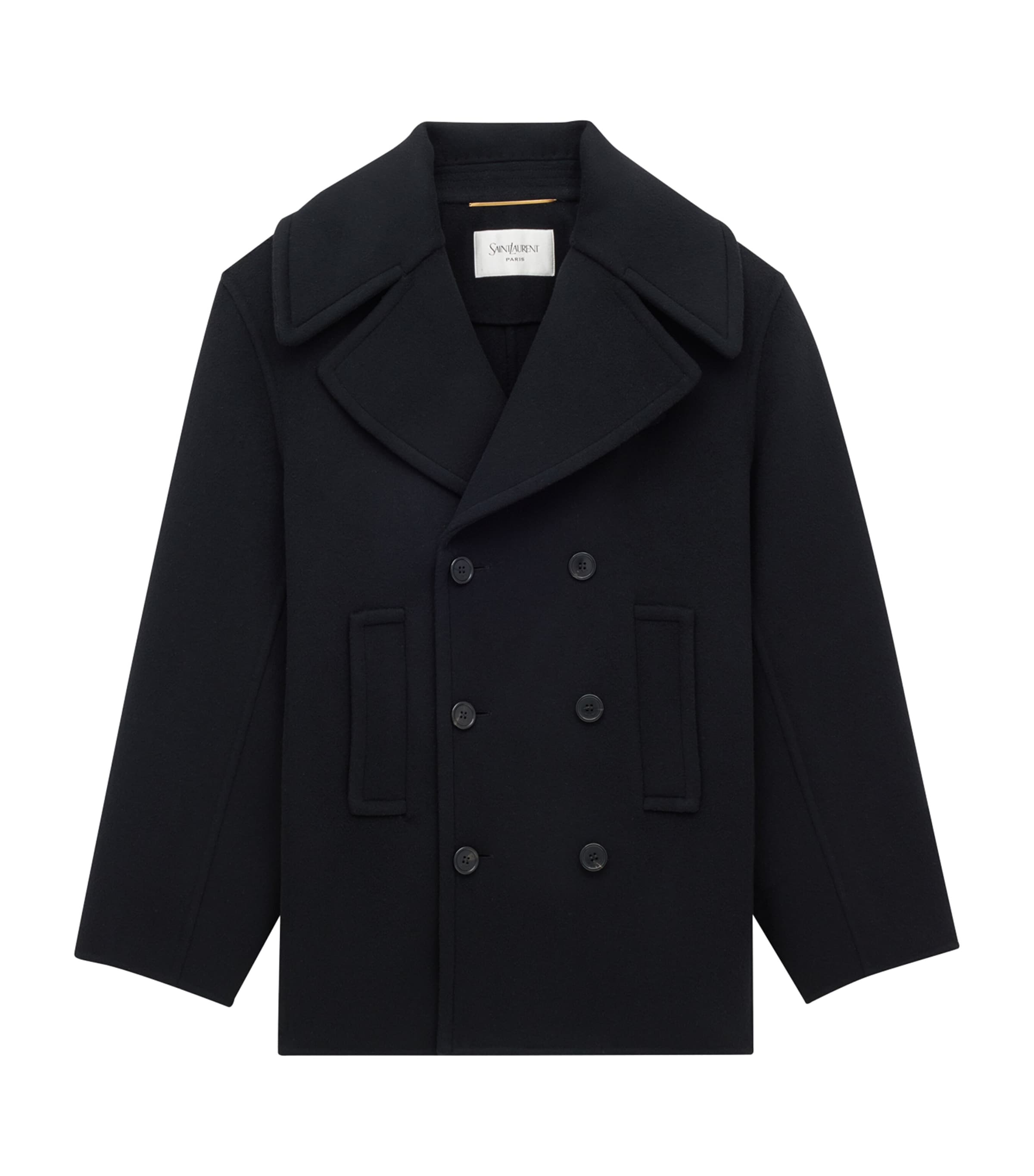 Saint Laurent Black Wool Pea Coat