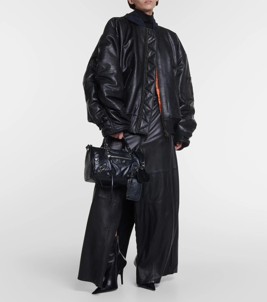 Balenciaga - Oversized leather bomber jacket