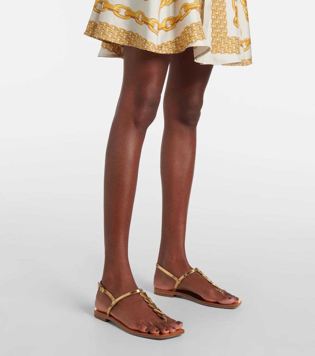 Versace - Metallic leather thong sandals