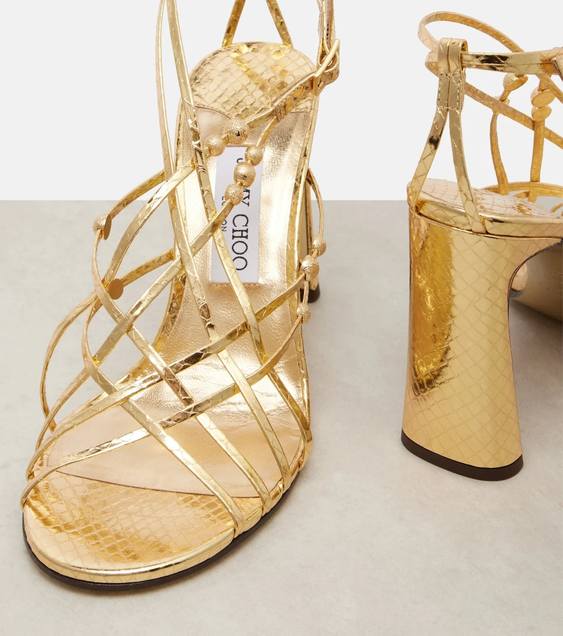 Jimmy Choo - Felice 95 beaded metallic leather sandals