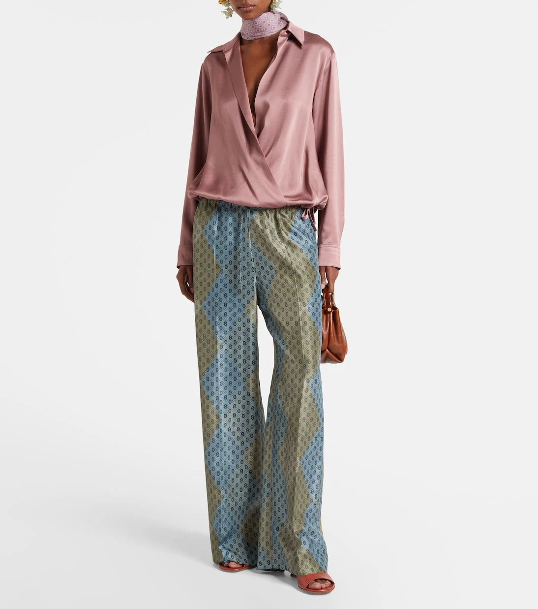 Dries Van Noten - Printed silk satin straight pants