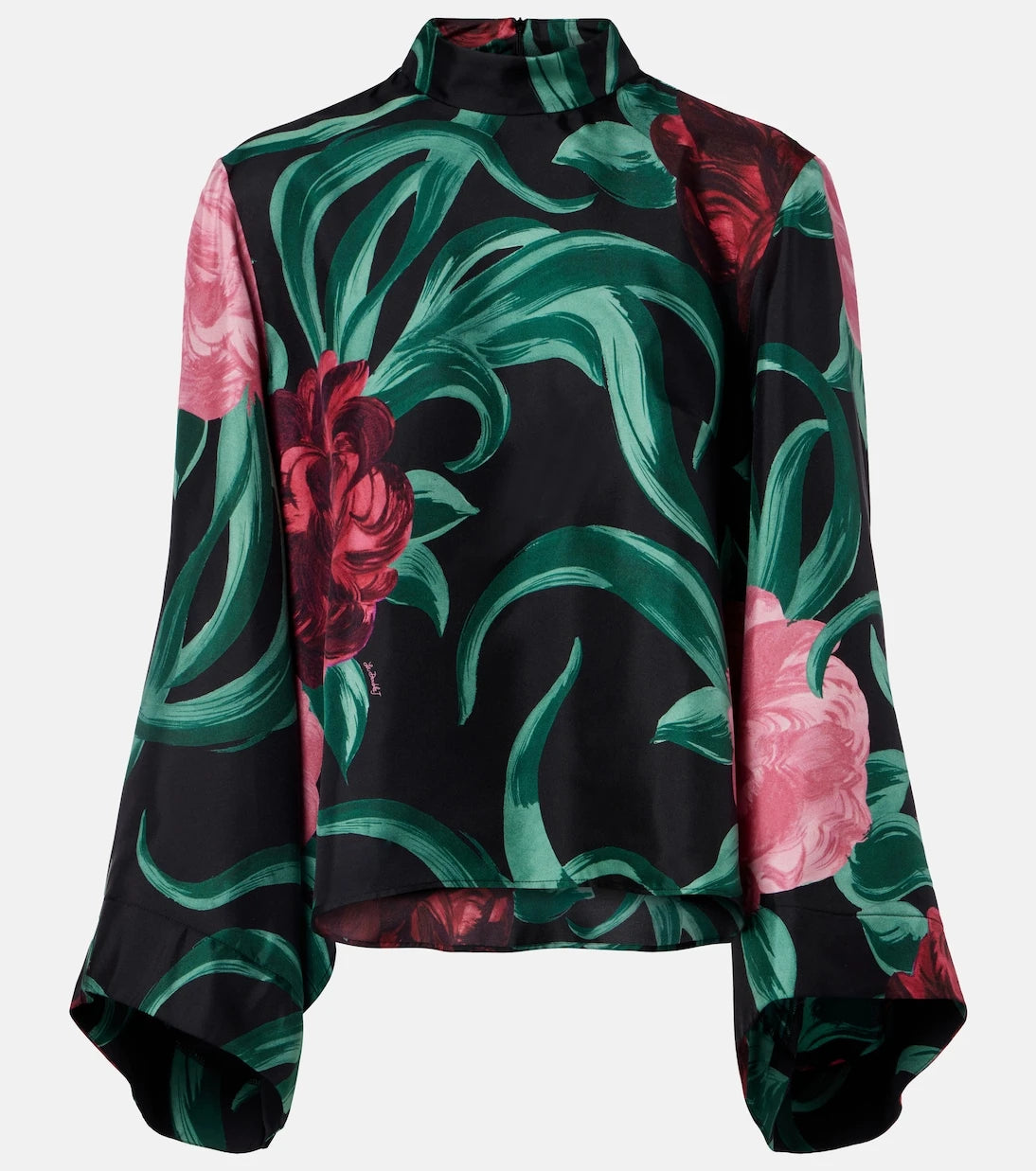 La DoubleJ - Make An Exit floral silk twill top