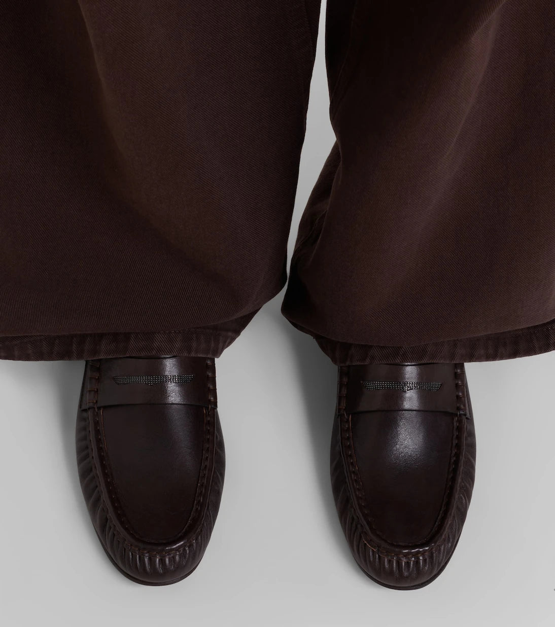 Brunello Cucinelli - Monili leather penny loafers