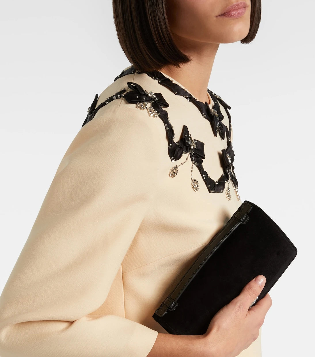 Valentino Garavani - VLogo crystal-embellished velvet crossbody bag