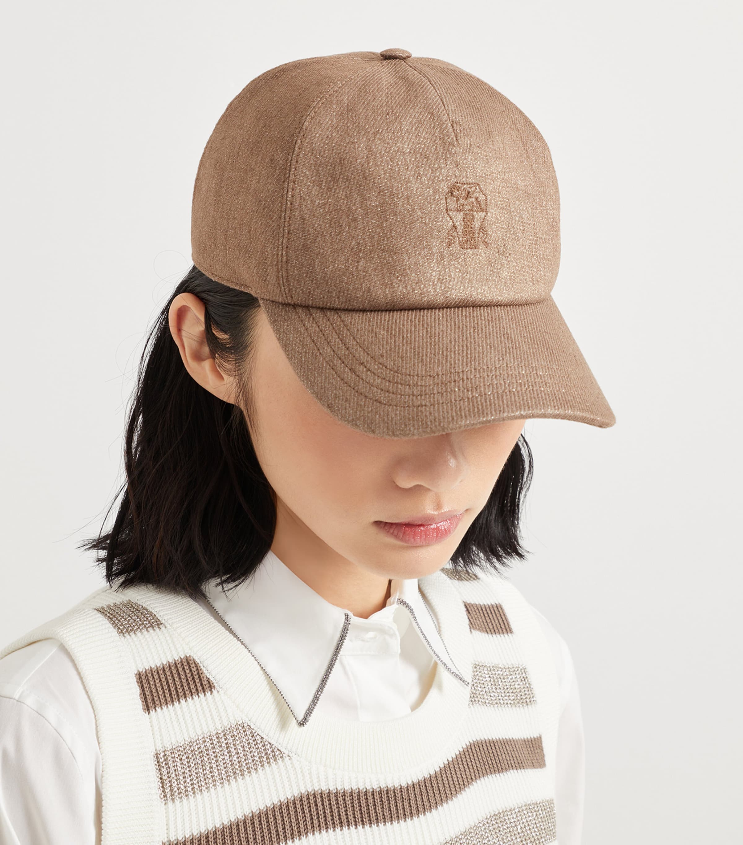 Brunello Cucinelli Linen-Blend Sparkling Logo Baseball Cap