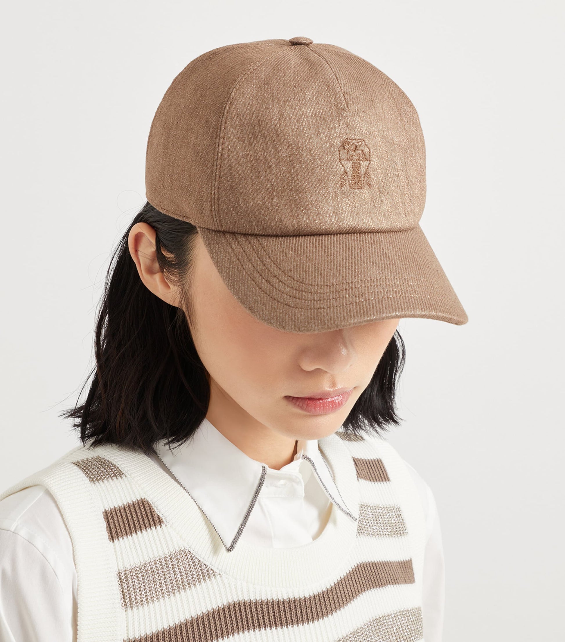 Brunello Cucinelli Linen-Blend Sparkling Logo Baseball Cap