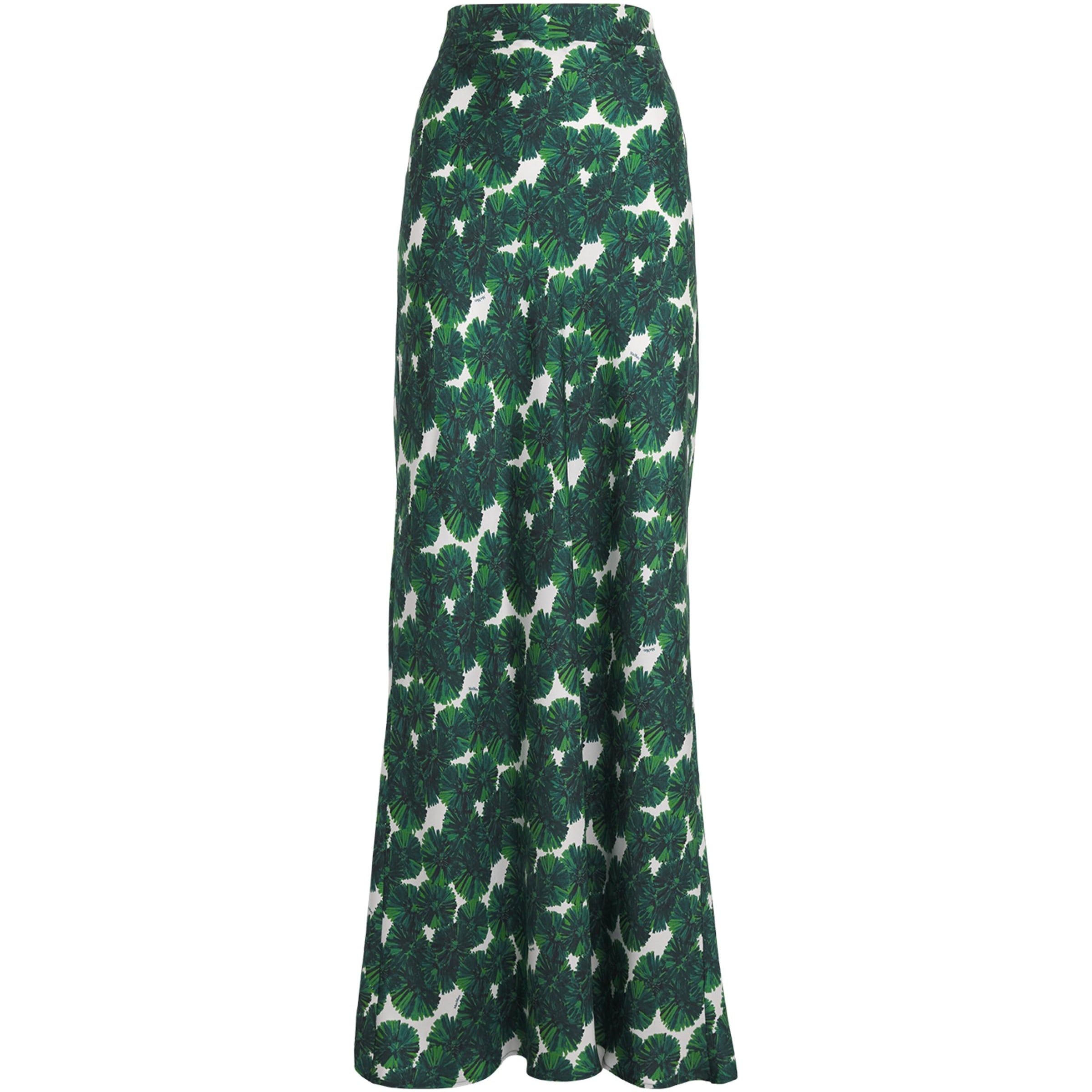 Green Silk Printed Maxi Skirt