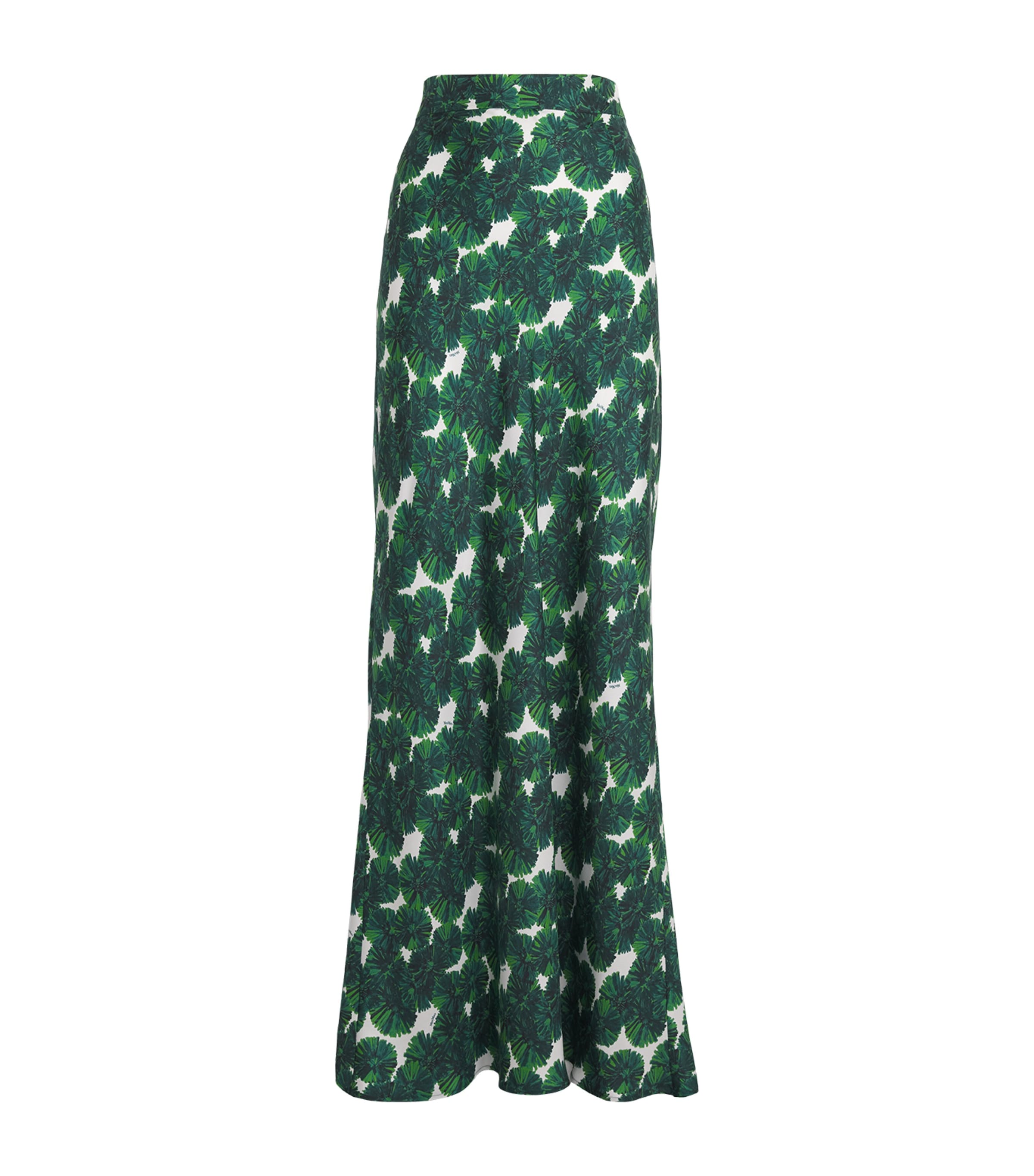 Green Silk Printed Maxi Skirt