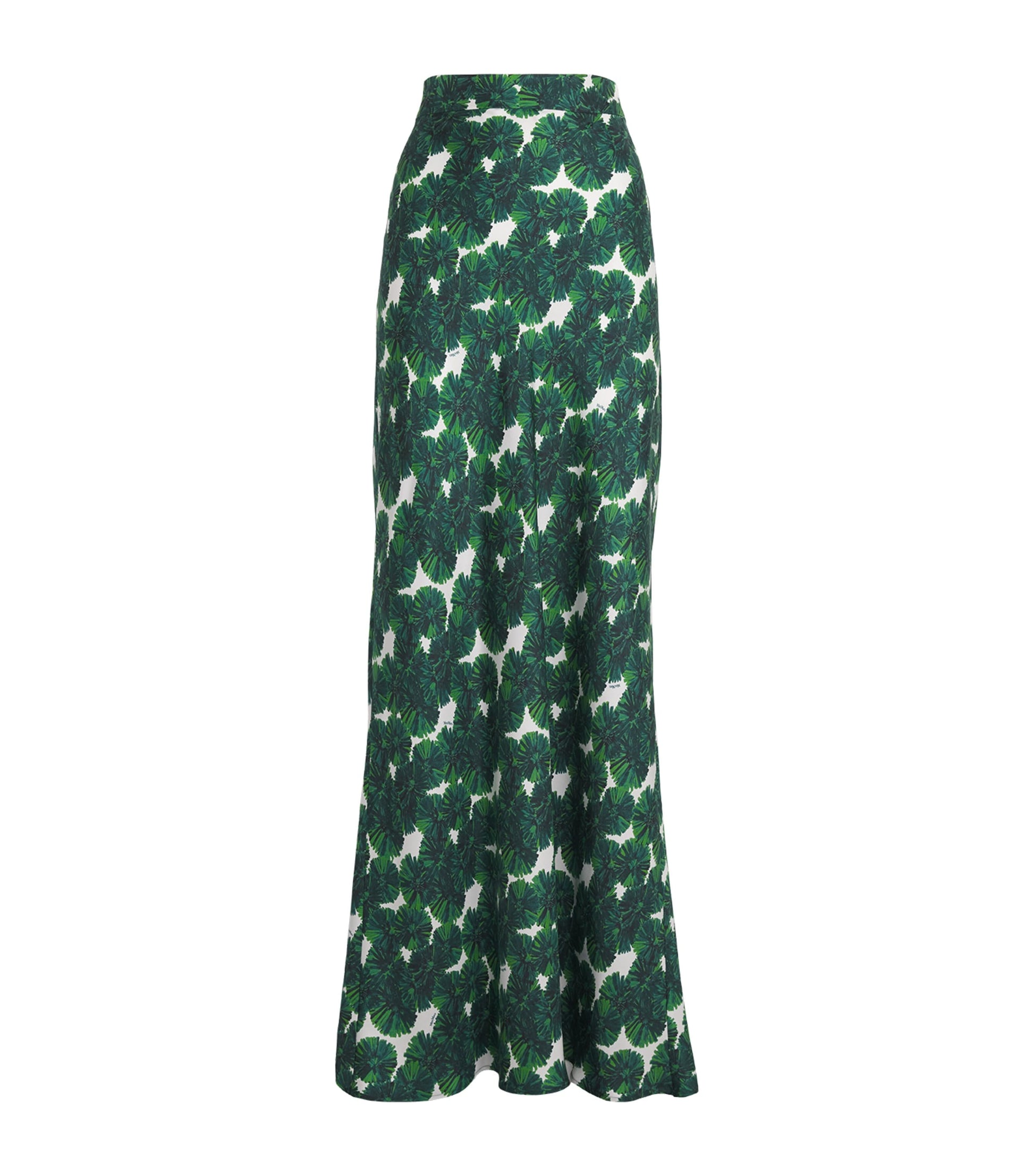 Green Silk Printed Maxi Skirt