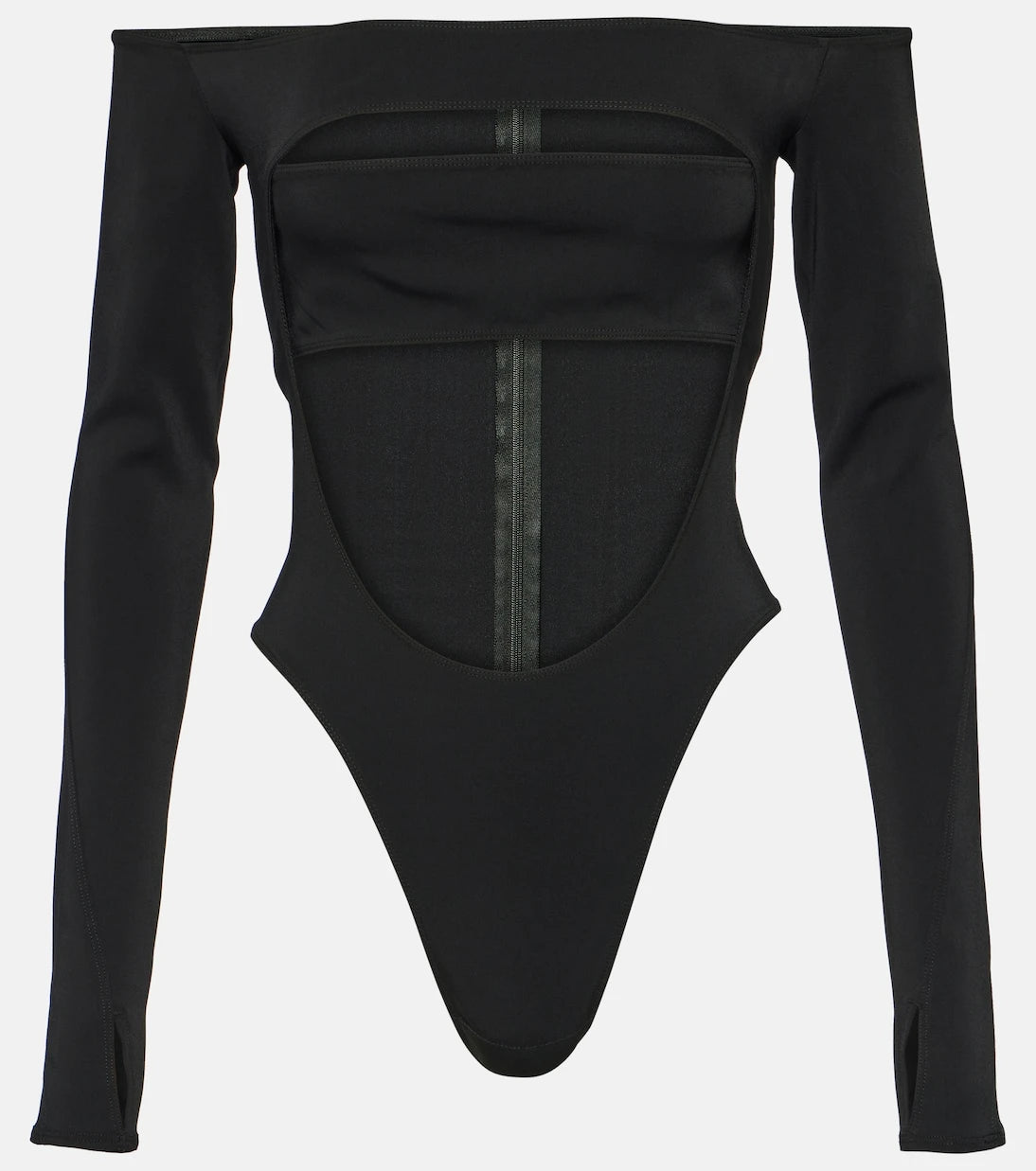 Mugler - Circle off-shoulder cutout bodysuit