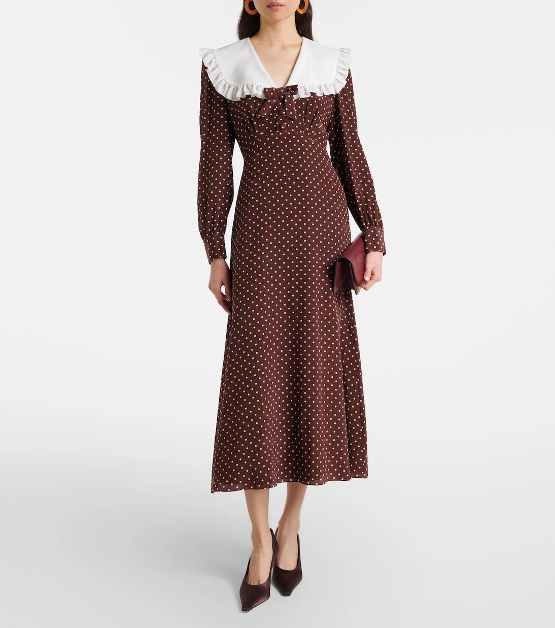 Alessandra Rich - Polka-dot ruffled silk midi dress