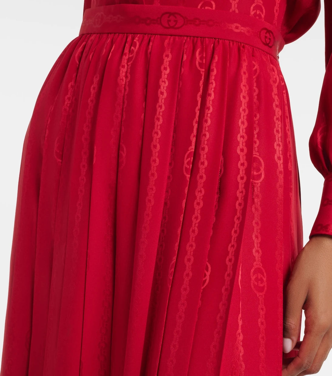 Gucci - Interlocking G silk jacquard midi skirt