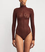 Wolford Burgundy Reptile Net Bodysuit