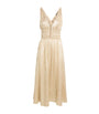 Gold Lamé Shirred Midi Dress