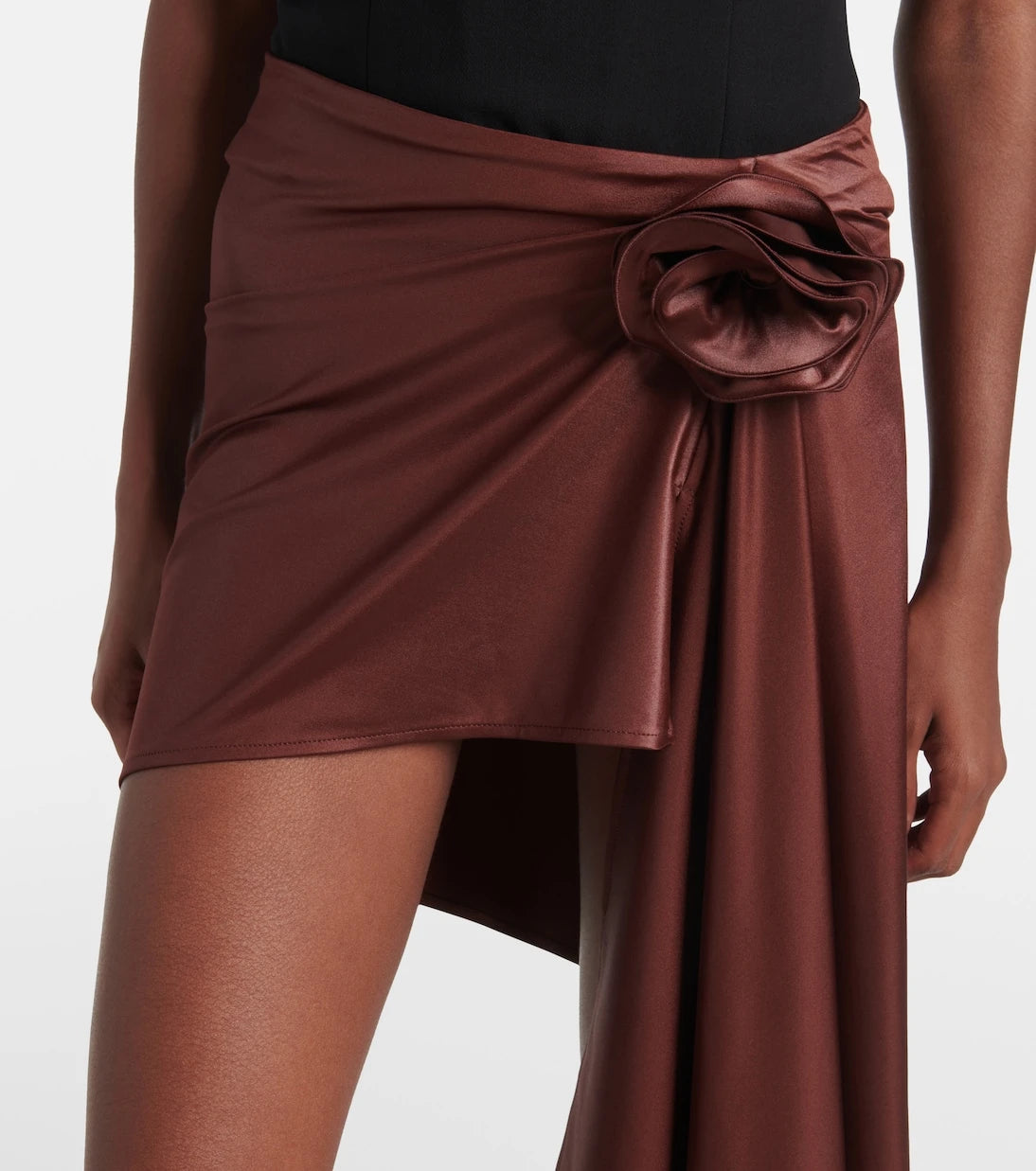 Magda Butrym - Floral-appliqué satin miniskirt