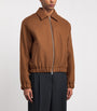 AMI Paris Brown Boiled Wool Bomber Jacket