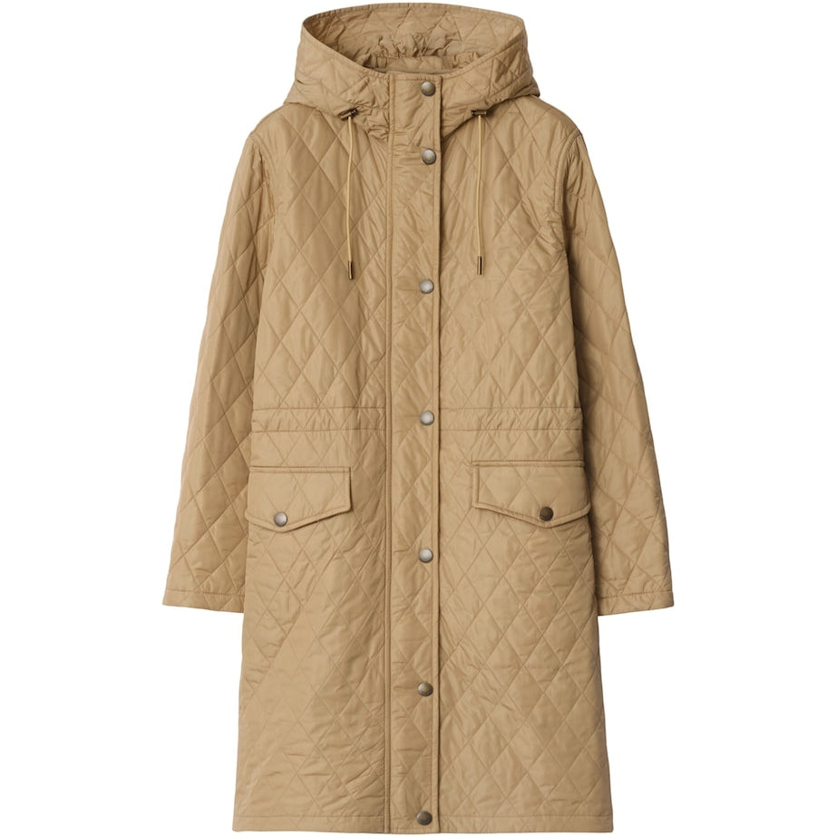 Burberry Beige Nylon Quilted Hooded Parka