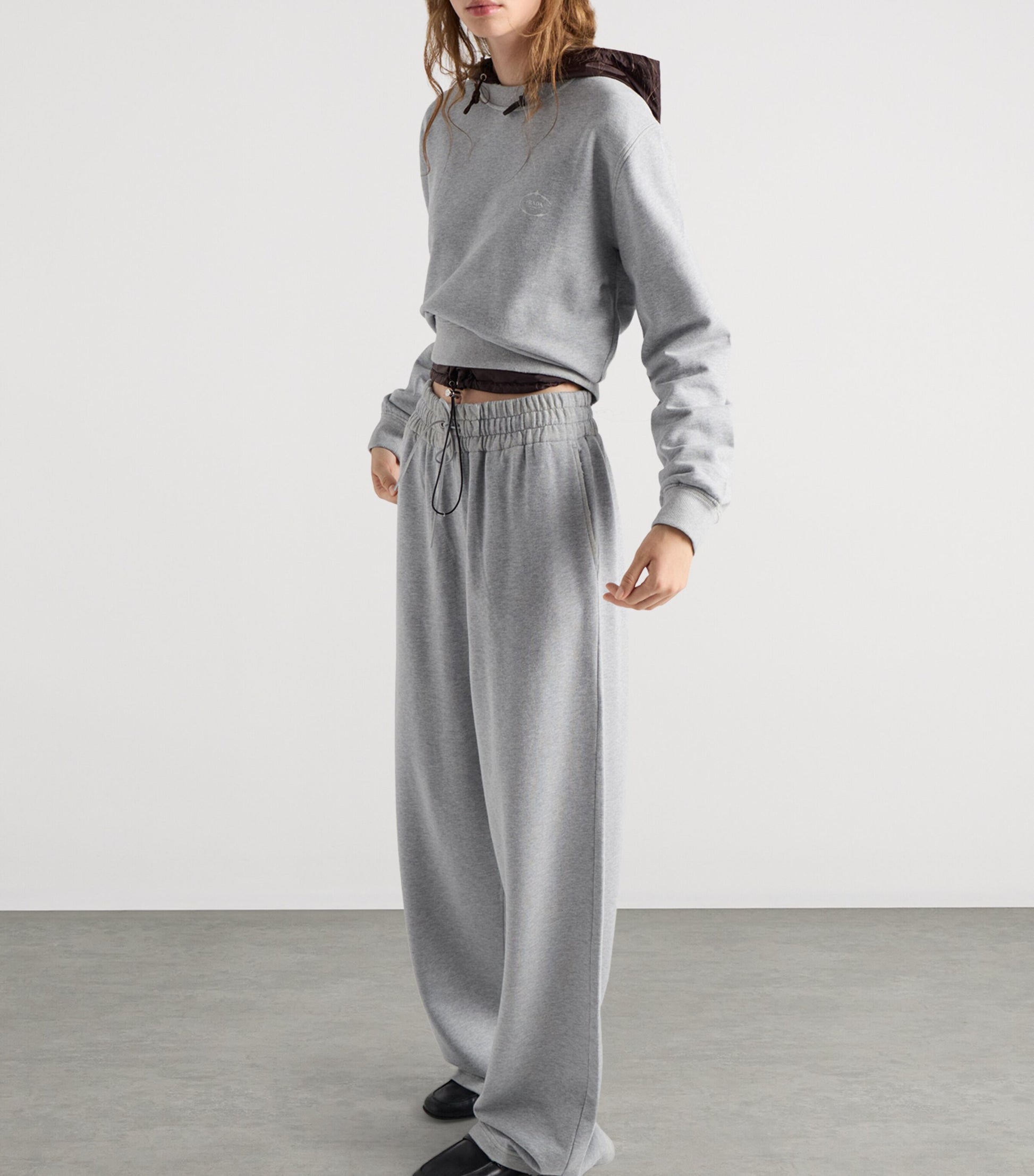 Prada Grey Cotton Logo Sweatshirt