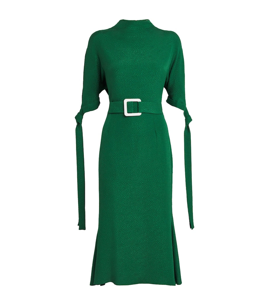 Green Bubble Jacquard Pedernal Midi Dress