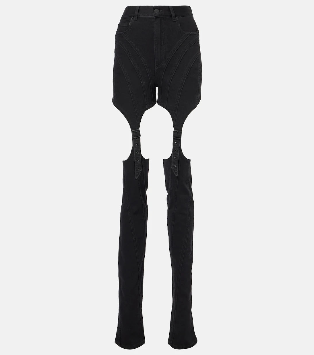 Mugler - High-rise cutout skinny jeans