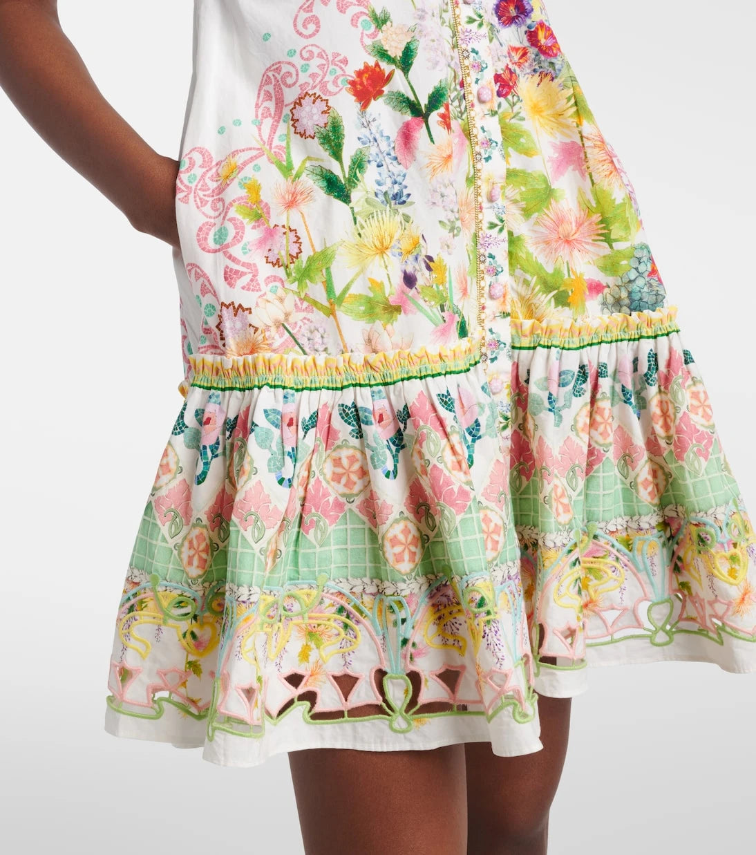 Camilla - Bow-detail floral cotton minidress