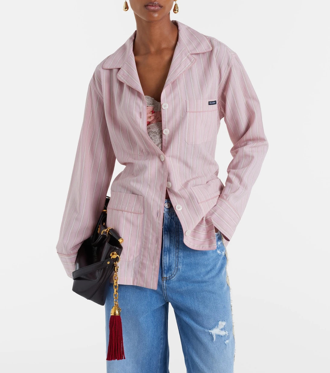Dolce&Gabbana - Belted striped shirt