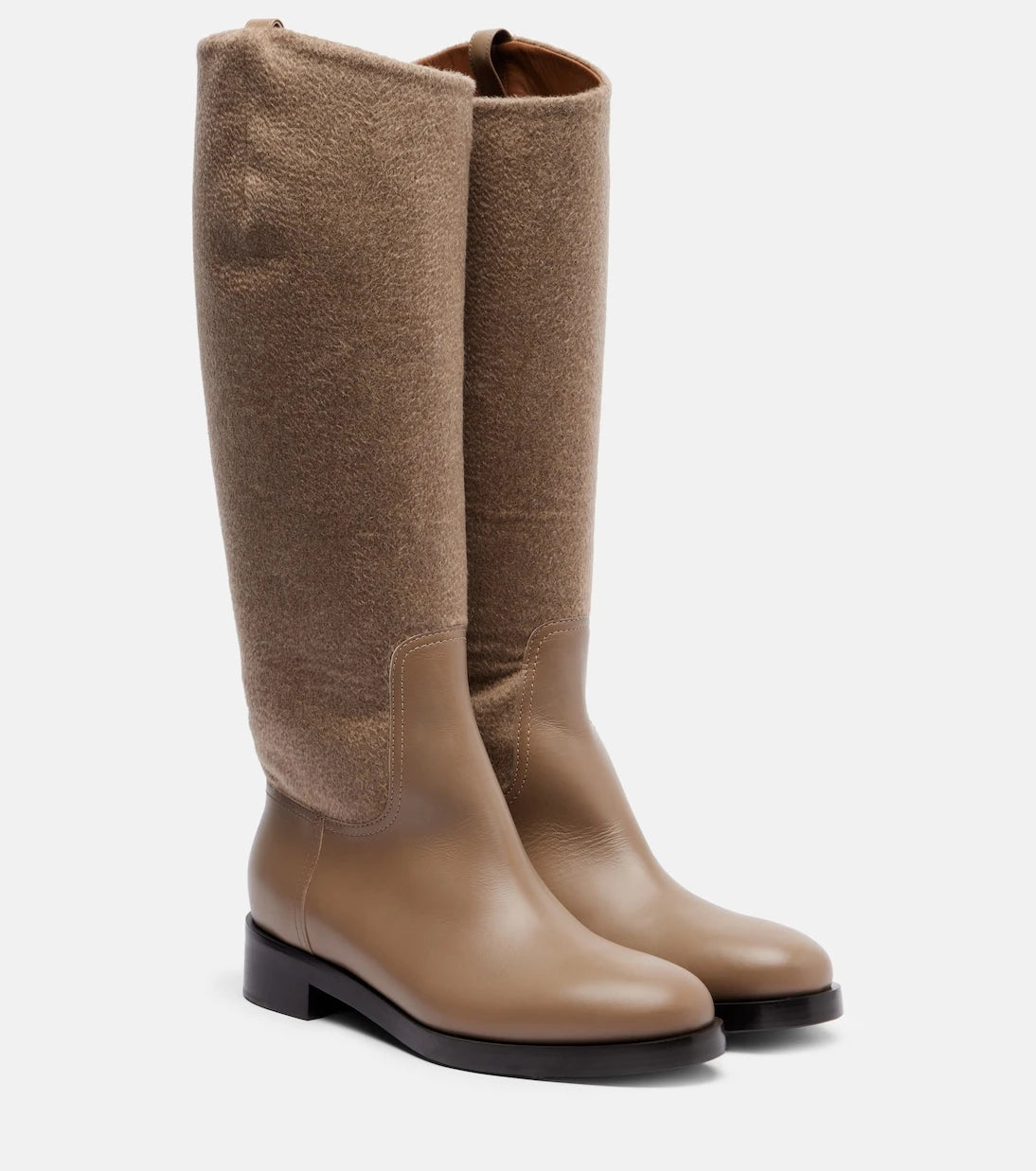 Max Mara - Cashmere and leather knee-high boots