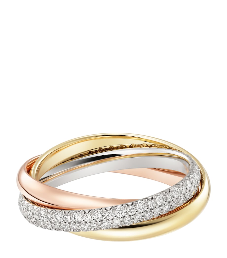 Small White, Yellow, Rose Gold and Diamond Trinity Ring