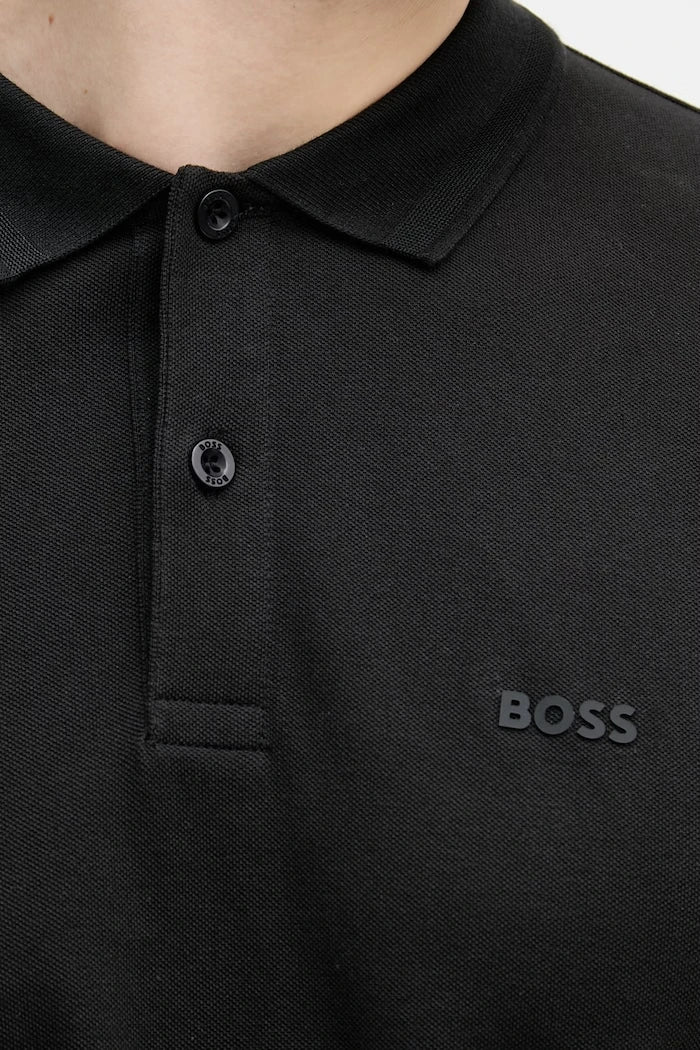 BOSS Green yaka detaylı erkek pamuklu tişört Pio 1