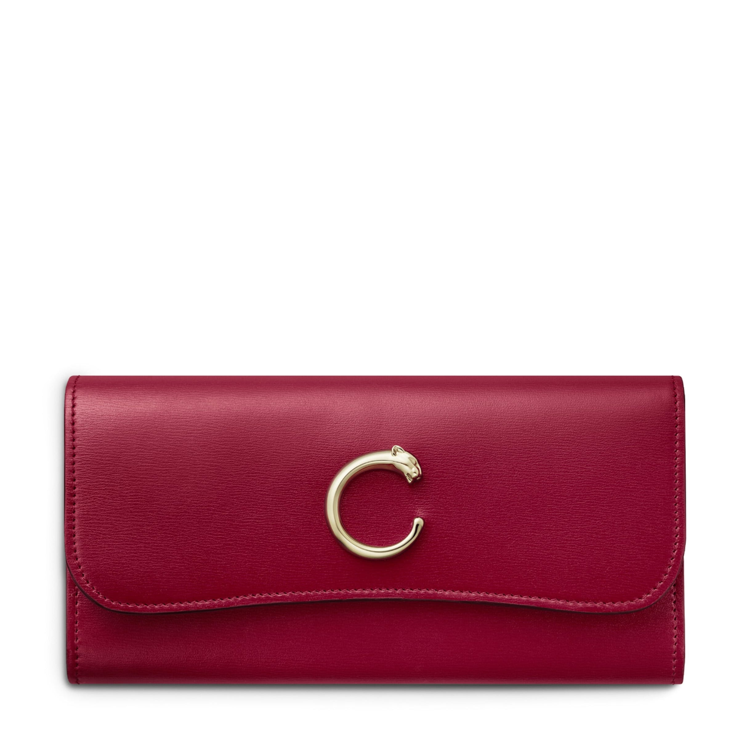 Red Calfskin Panthère de Cartier Wallet