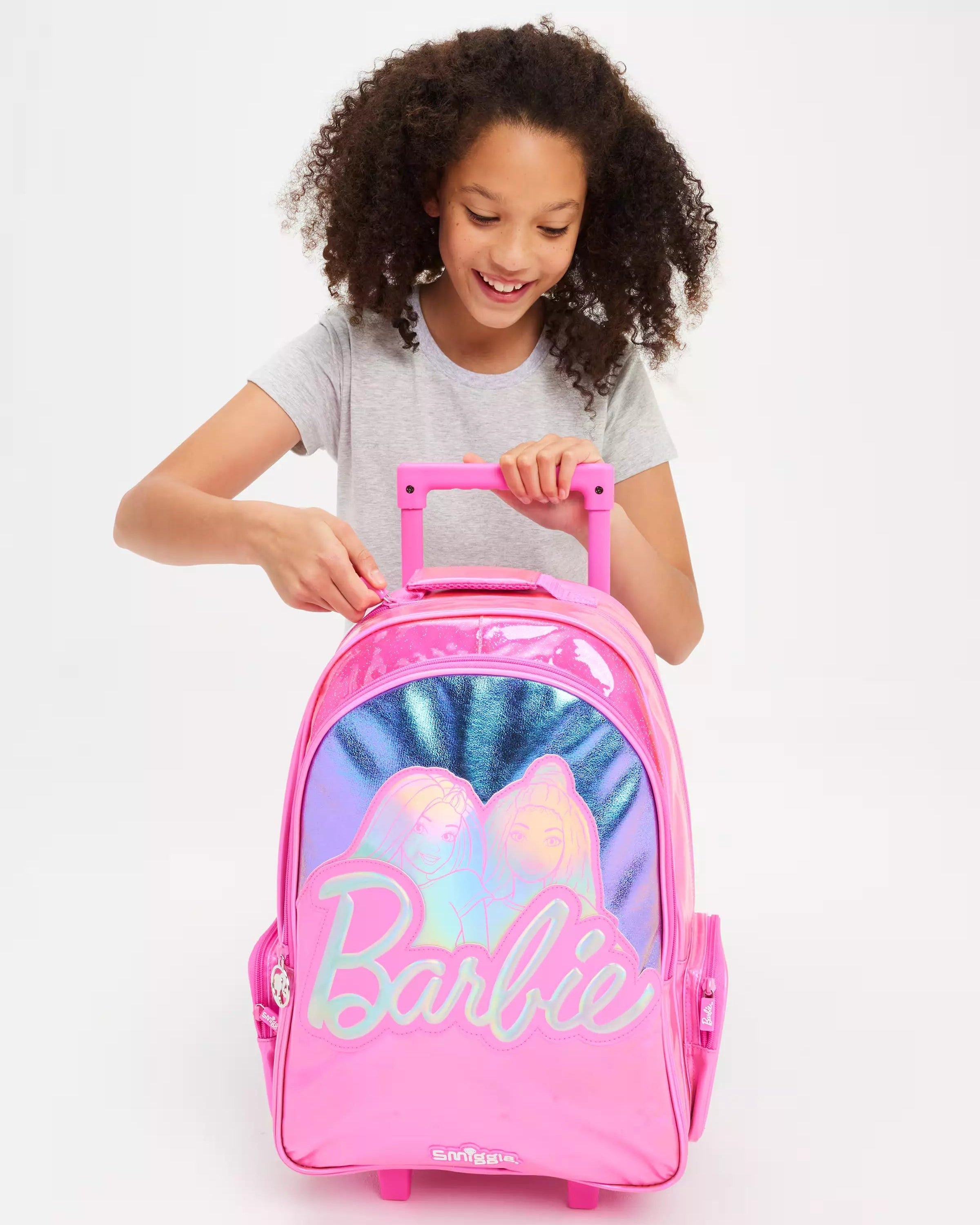 Smiggle - Barbie Rolling Light-Up Wheeled Bag