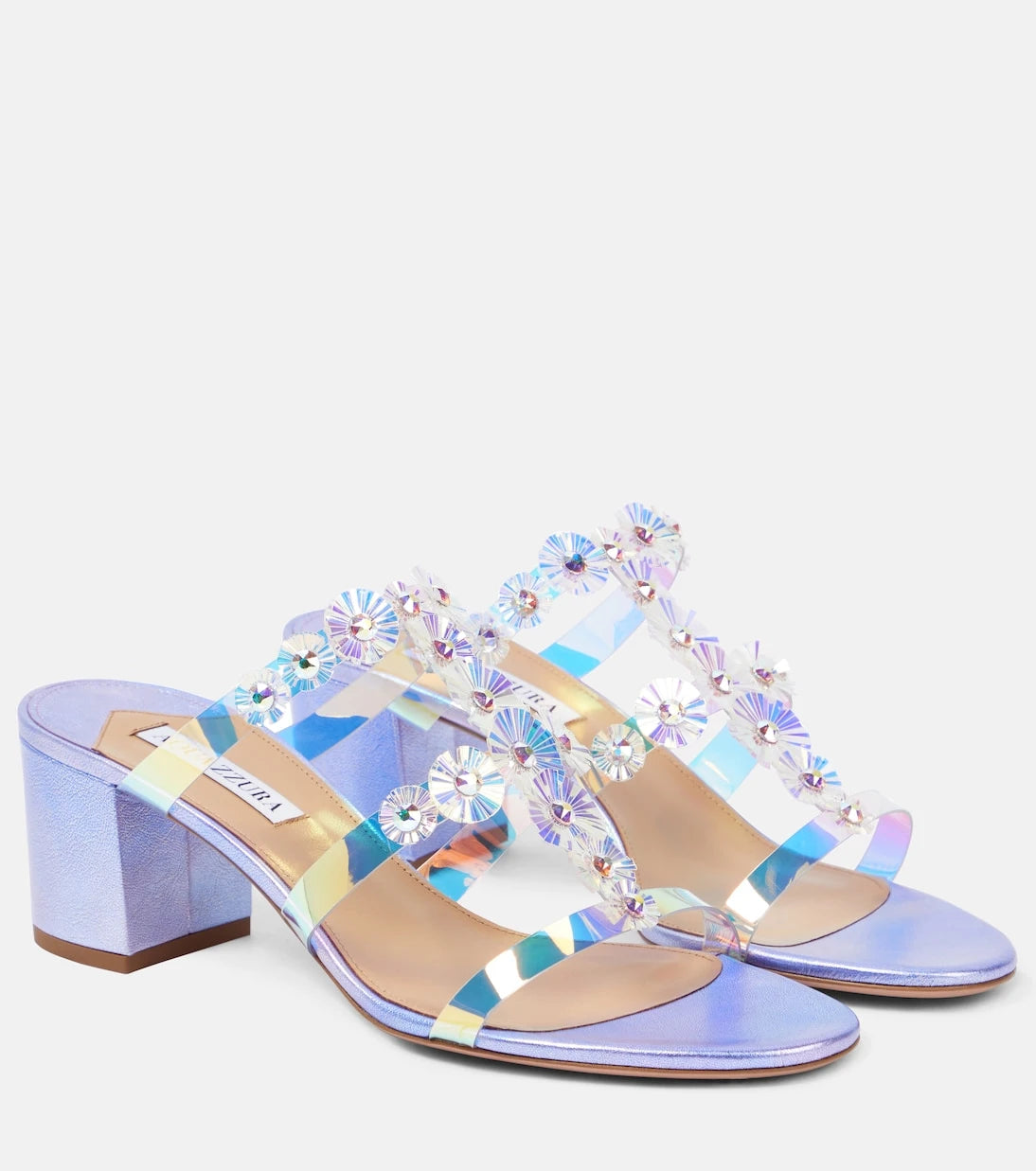 Aquazzura - Meteorite embellished PVC mules