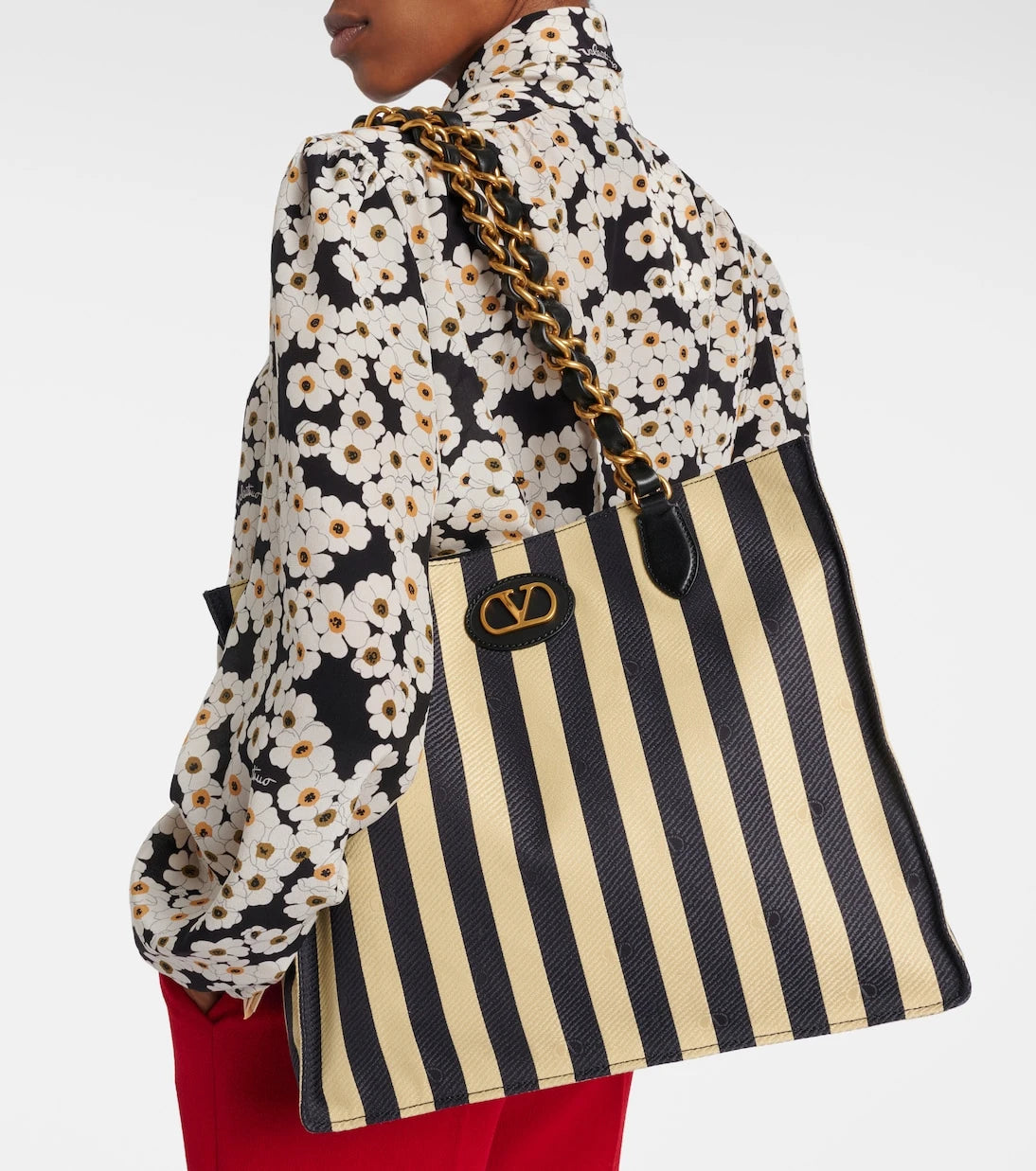 Valentino Garavani - Laseine Large striped tote bag