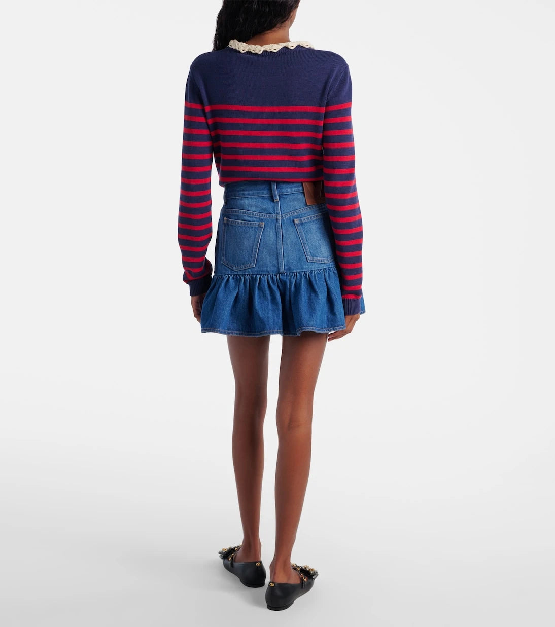 Valentino - Ruffled denim miniskirt