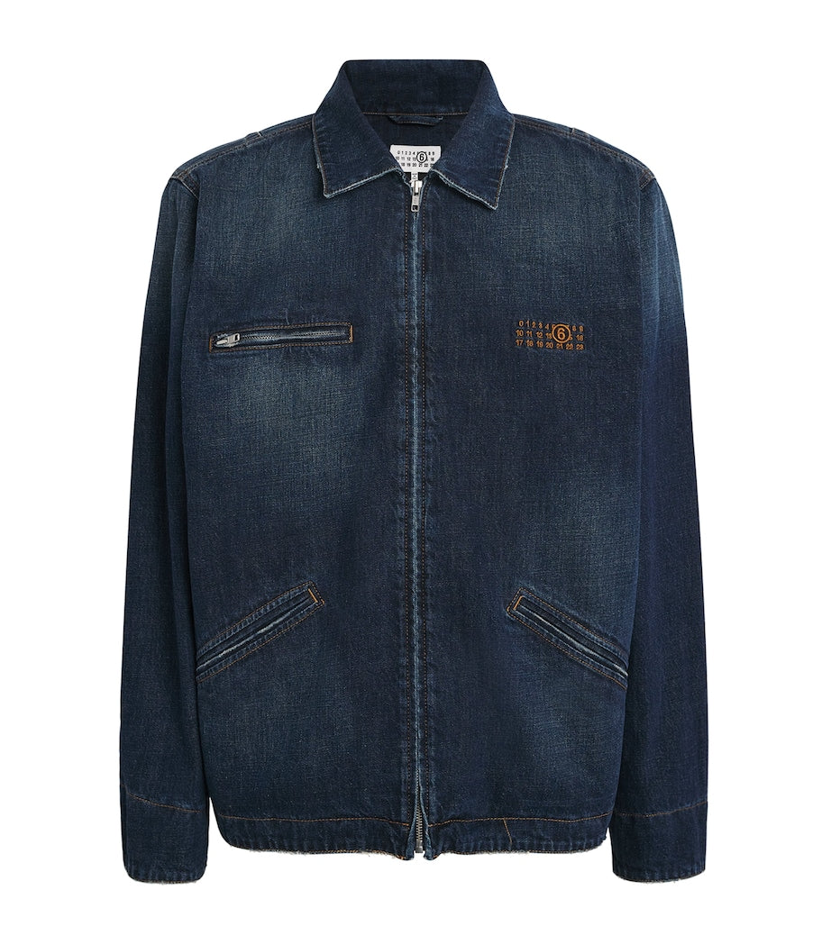 Maison Margiela Navy Logo Embroidery Denim Jacket