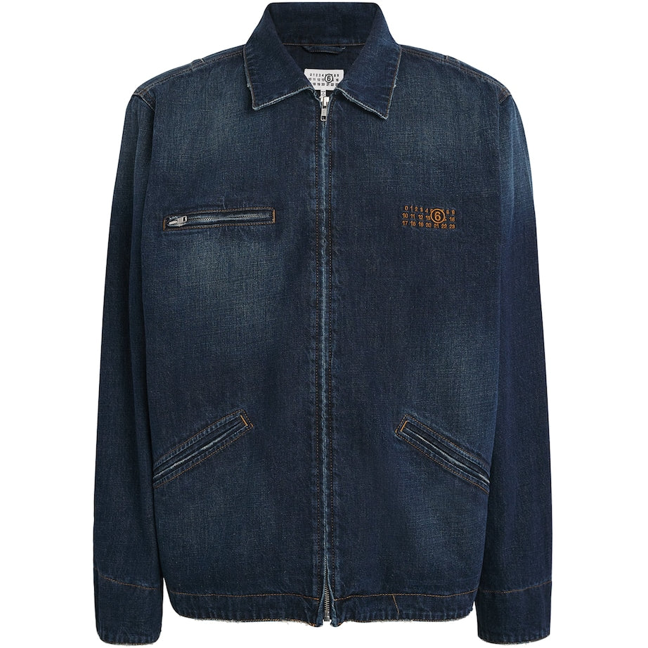 Maison Margiela Navy Logo Embroidery Denim Jacket