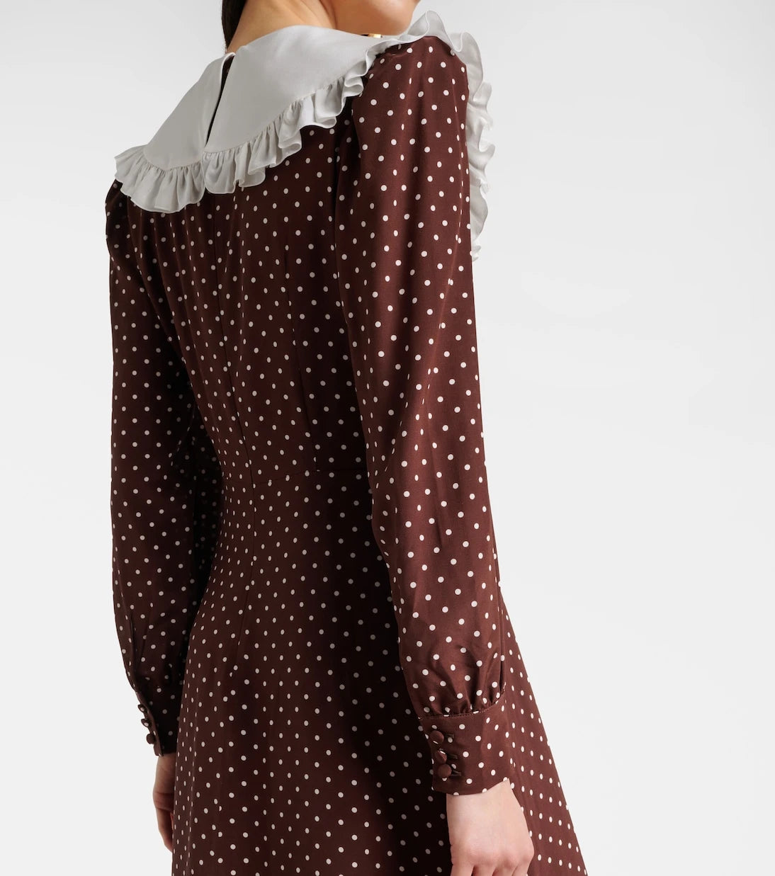 Alessandra Rich - Polka-dot ruffled silk midi dress