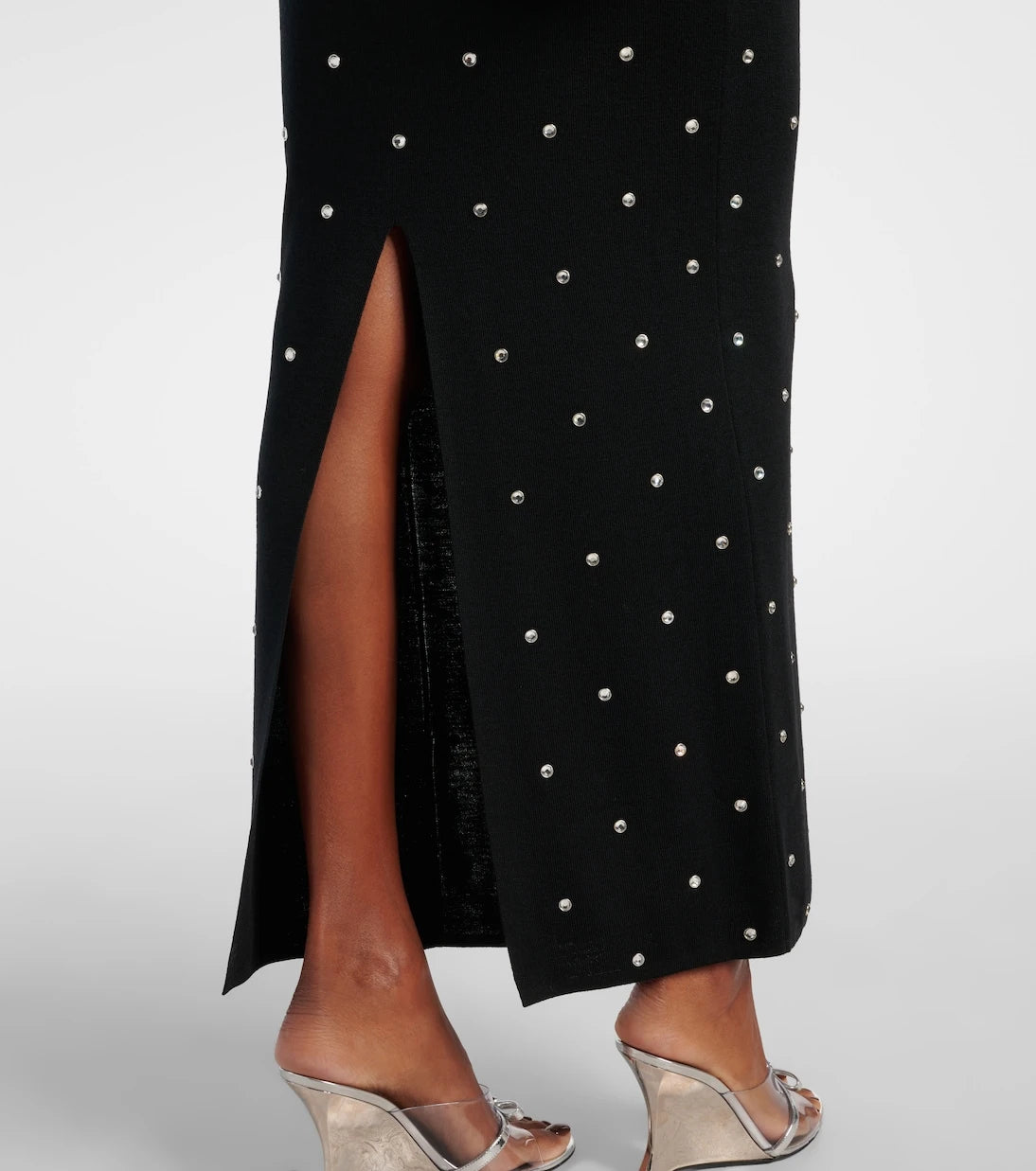 Versace - Crystal-embellished virgin wool midi dress