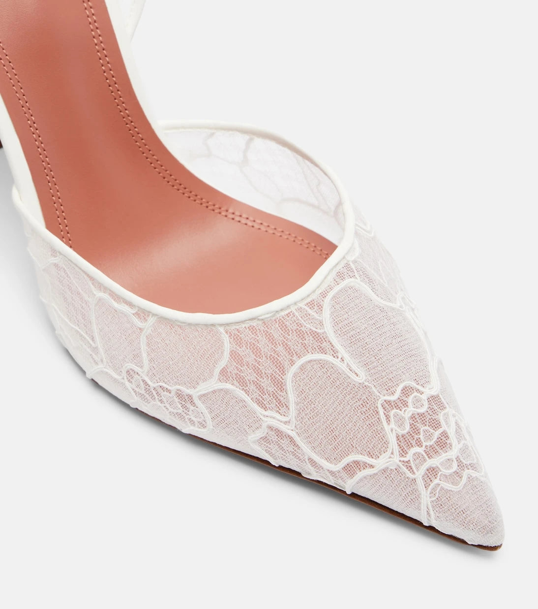 Amina Muaddi - Holli leather-trimmed lace slingback pumps