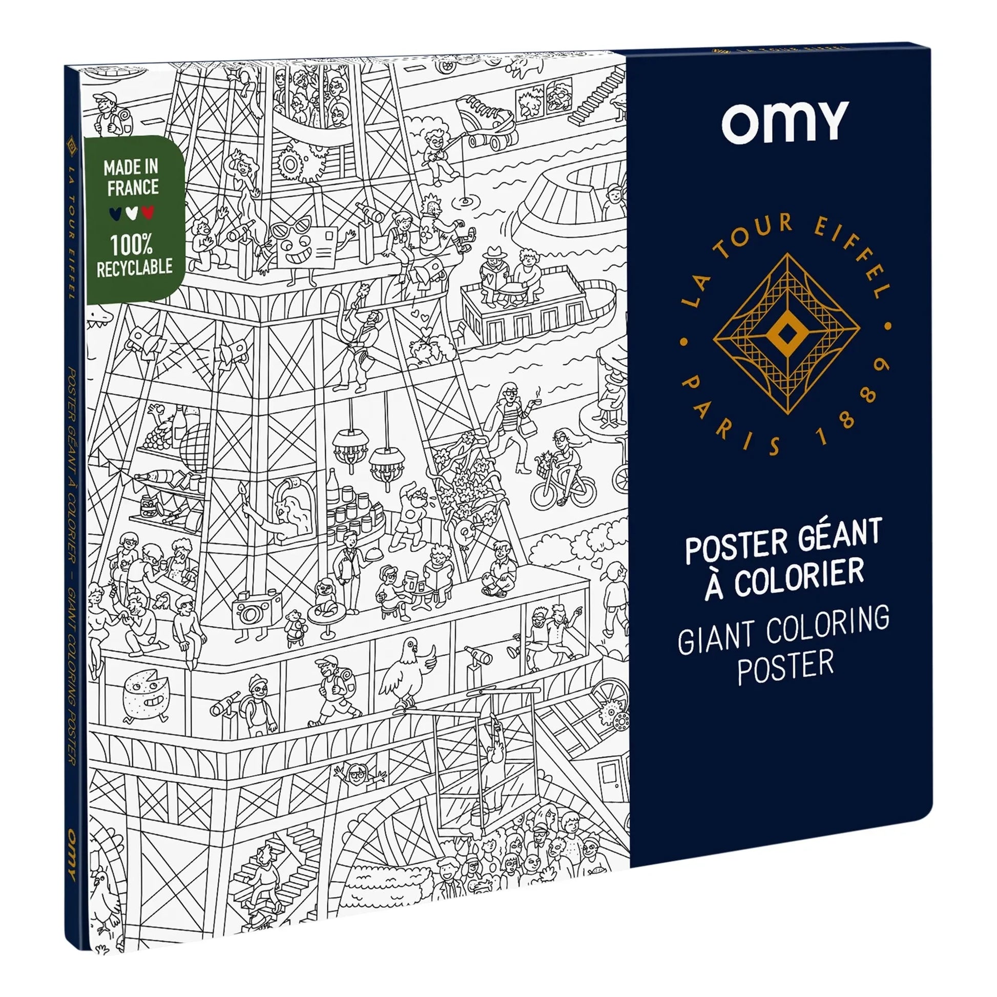 Omy - Giant Eiffel Tower Poster | Navy blue