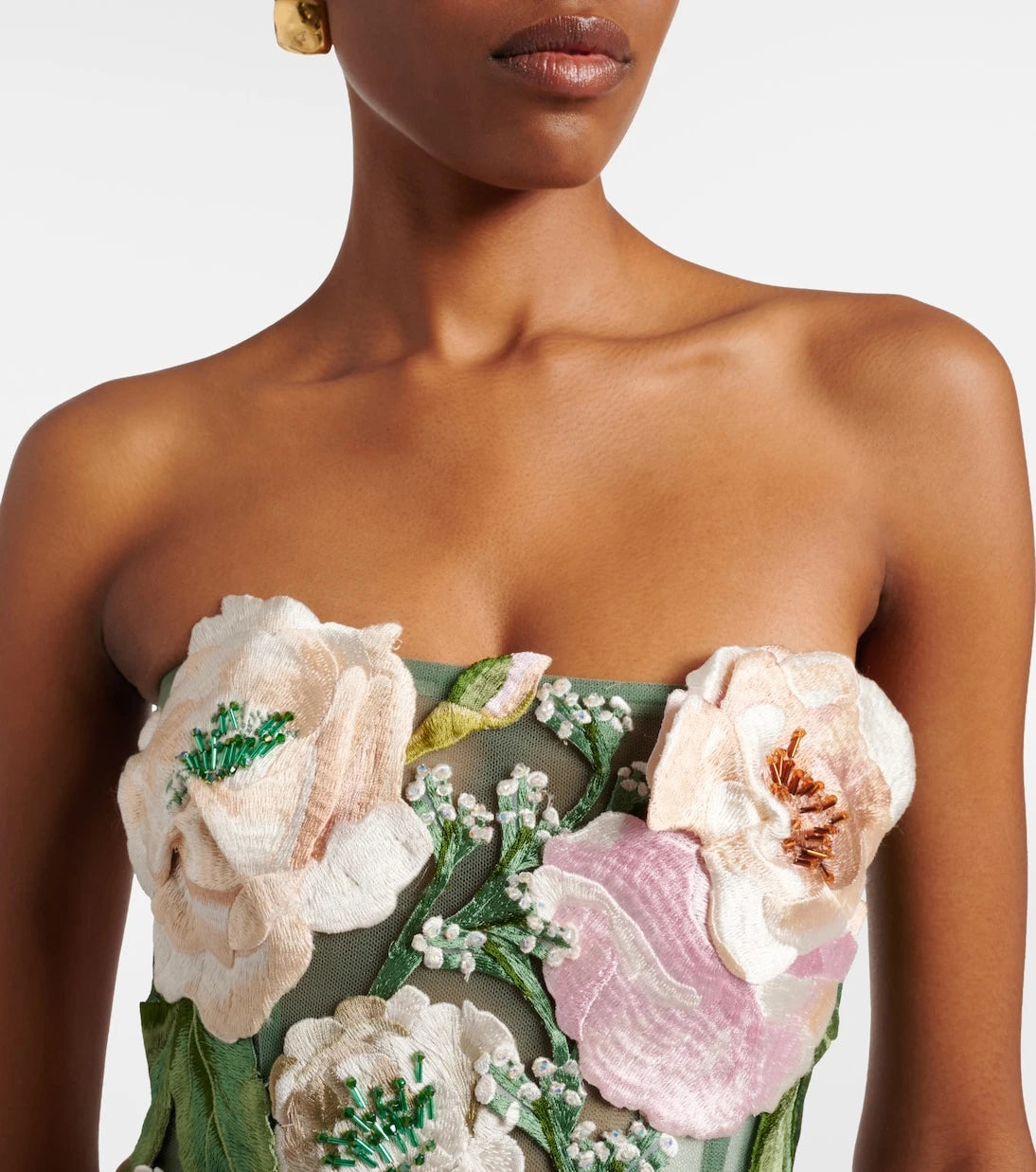 Leo Lin - Roselle floral-appliqué minidress