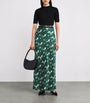 Green Silk Printed Maxi Skirt