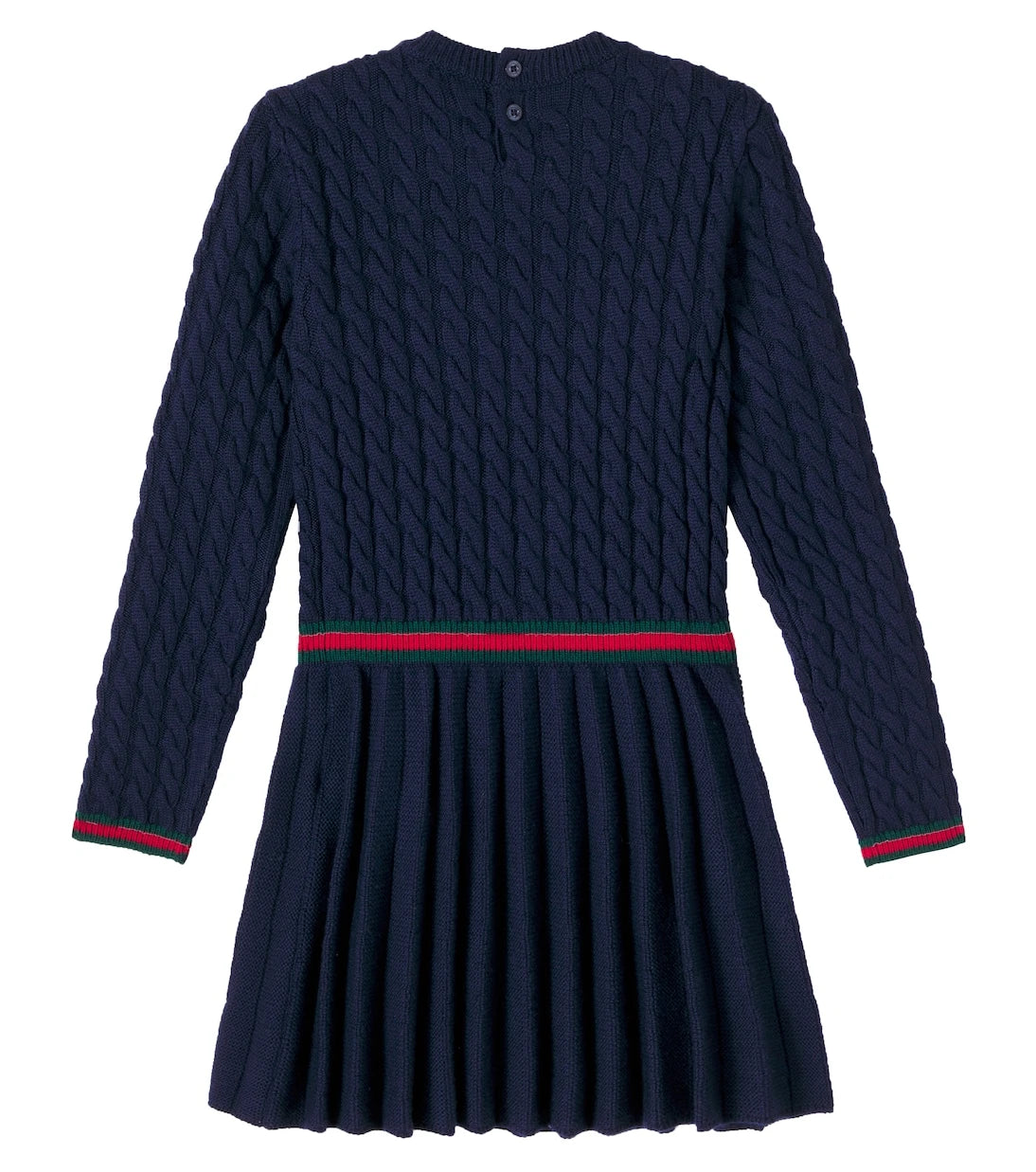 Gucci Kids - Webstripe cable-knit pleated wool dress