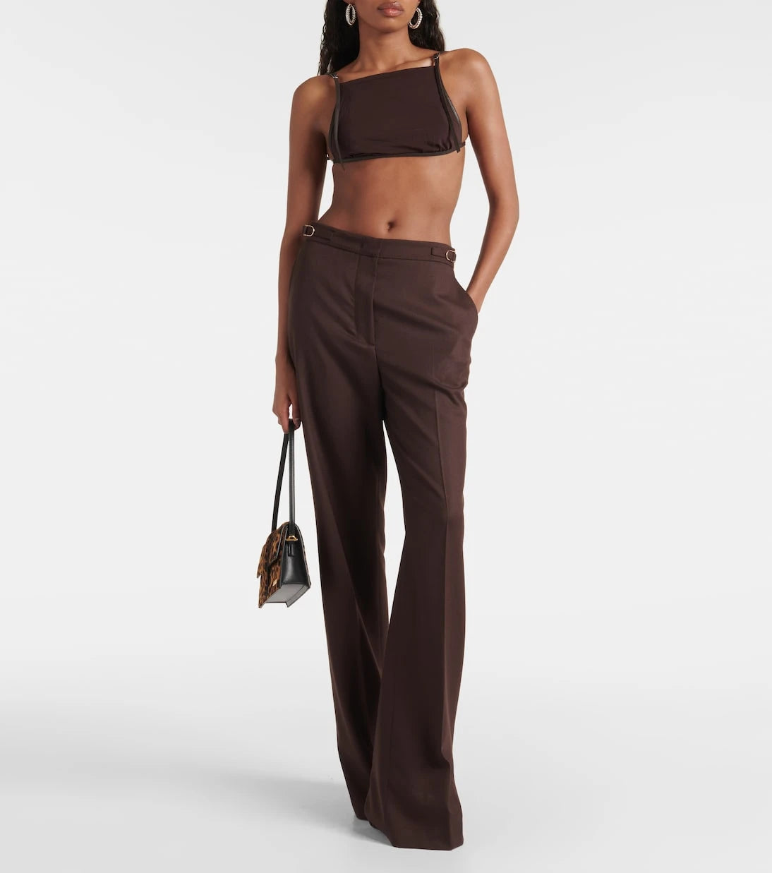 Christopher Esber - Framed leather-trimmed crop top