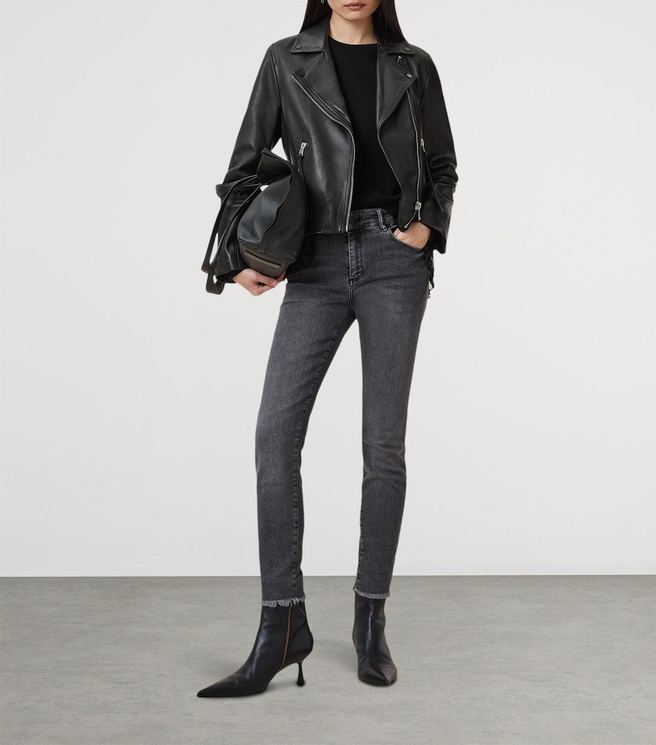 AllSaints Black Leather Dalby Biker Jacket