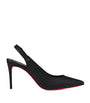 Christian Louboutin Black Sporty Kate Leather Slingback Pumps 85