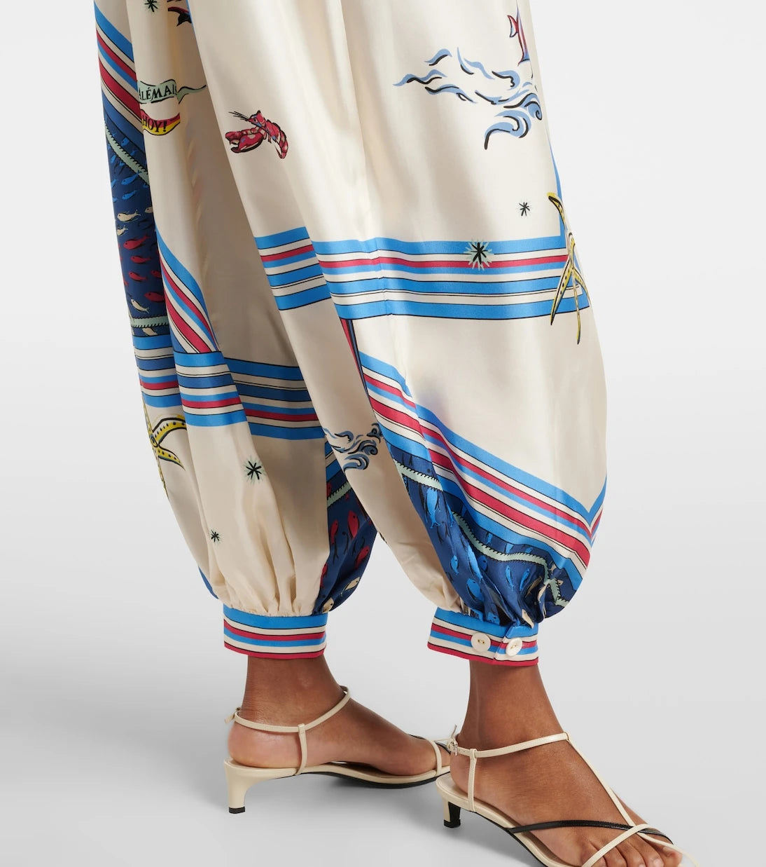 Alémais - Apollo printed cropped silk satin balloon pants