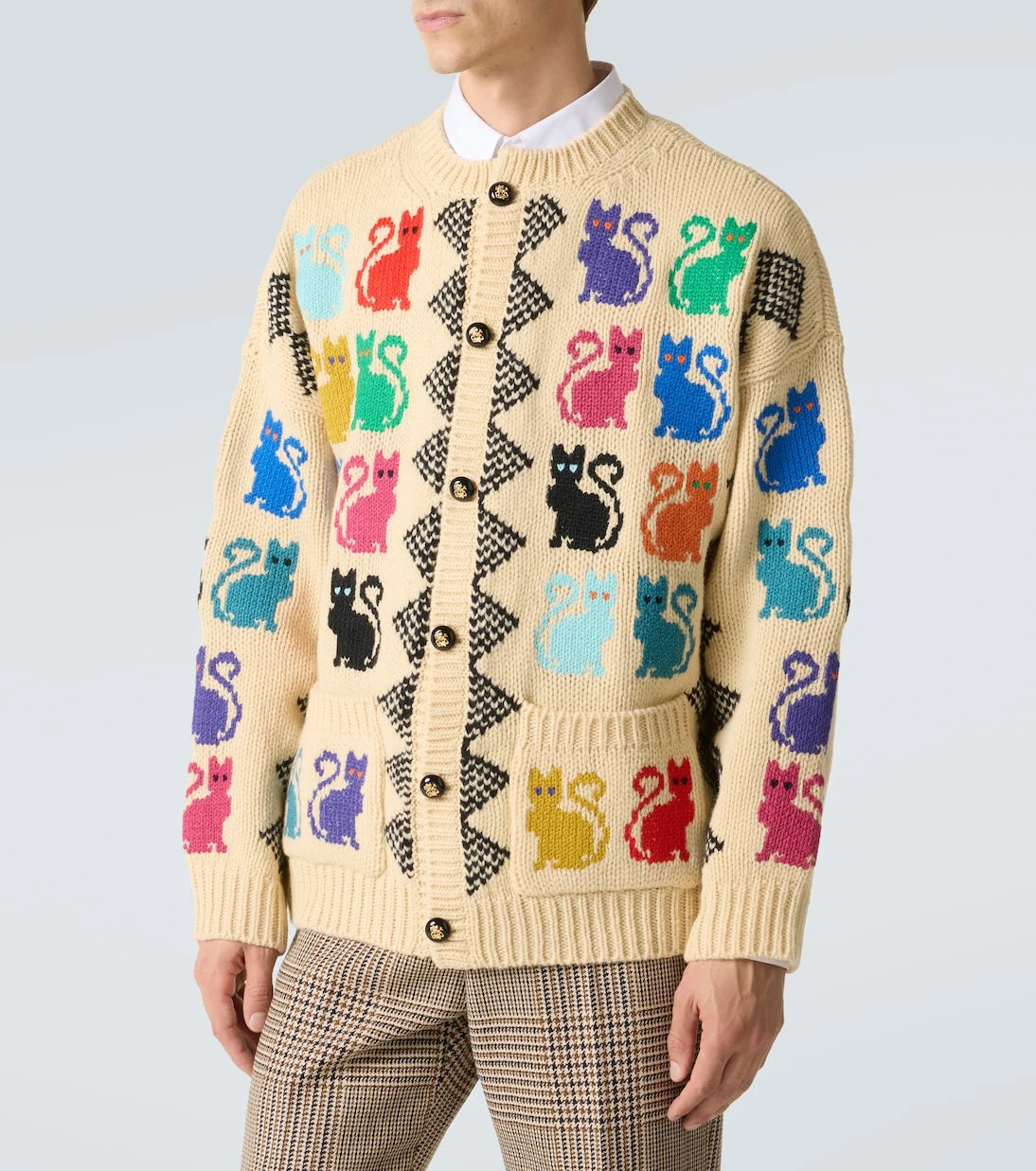 Valentino - Jacquard virgin wool cardigan