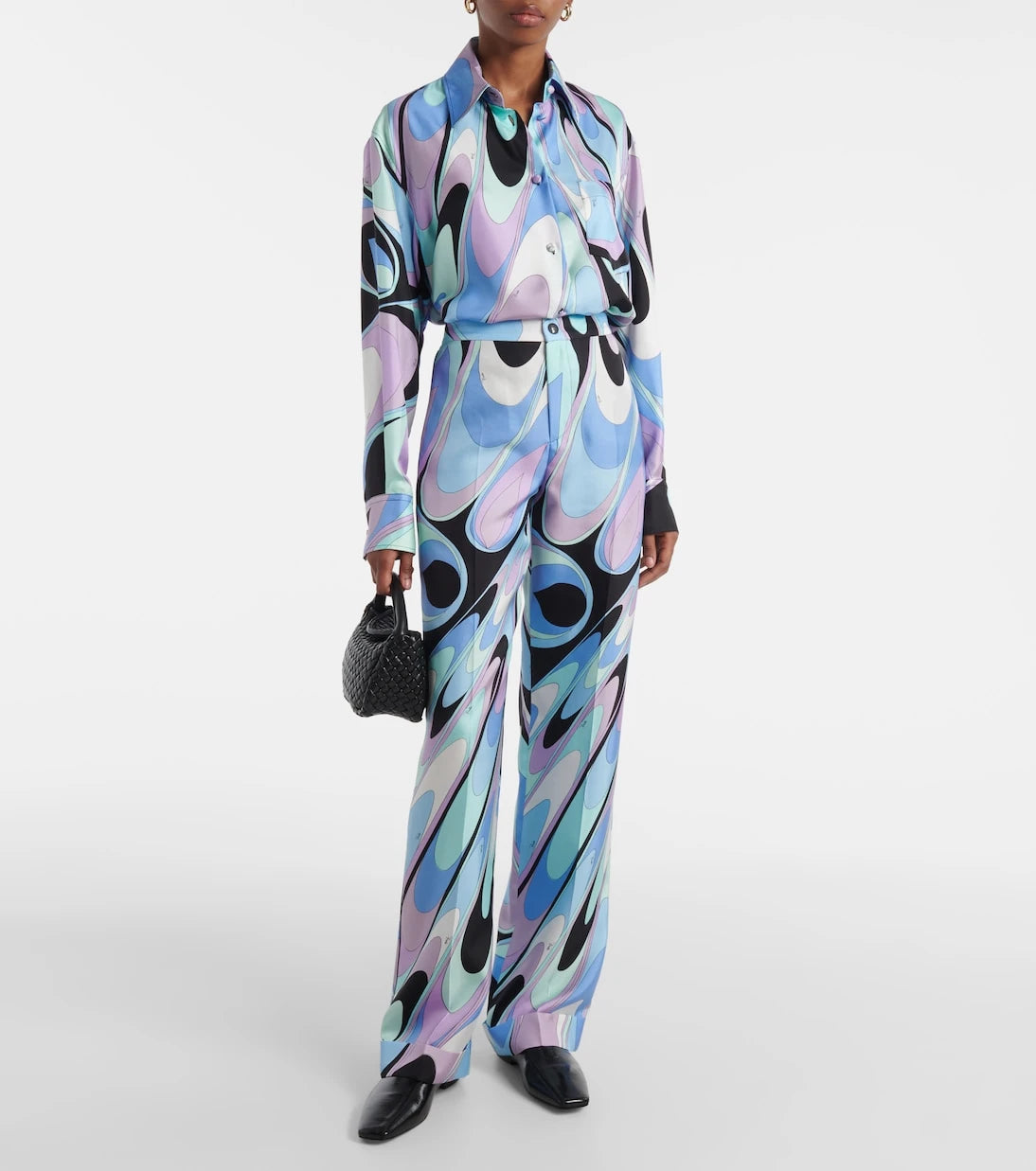 Pucci - Printed silk twill wide-leg pants