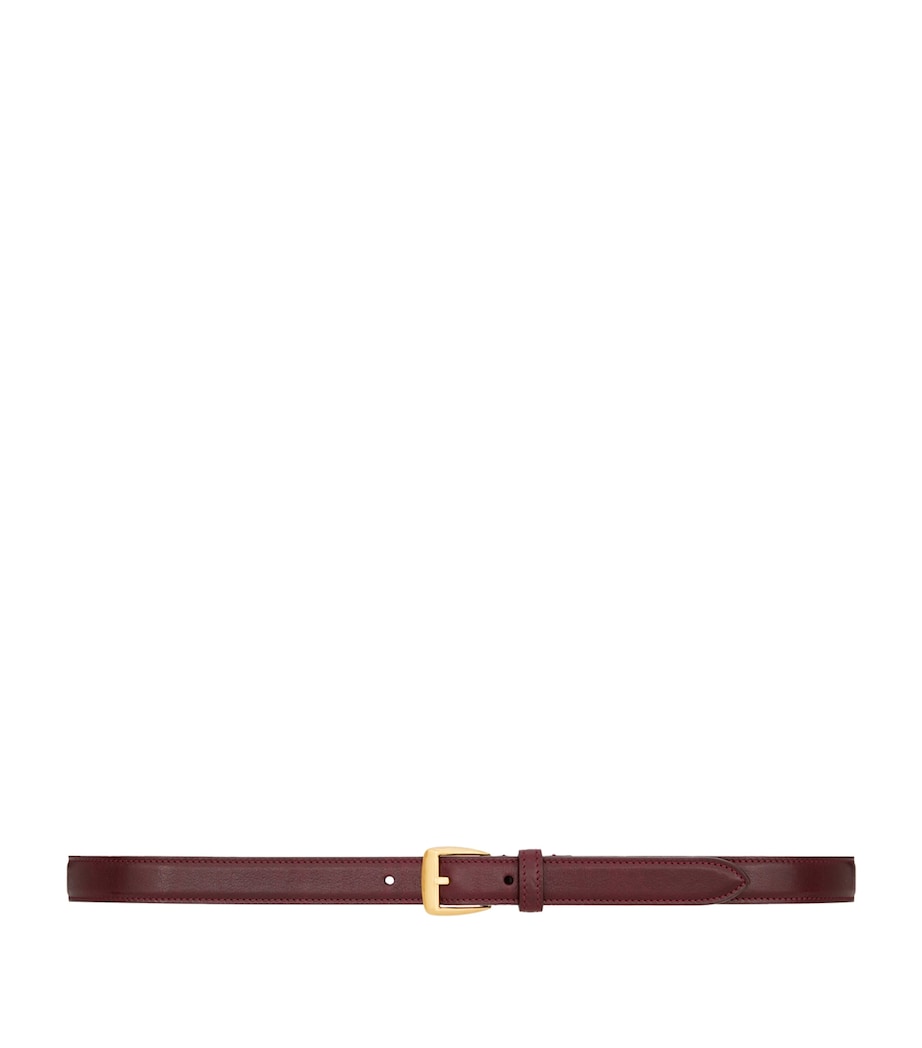 Saint Laurent Burgundy Leather Trapezoid Buckle Belt